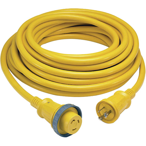 Hubbell Wiring Systems HBL61CM08LED Ship-to-Shore Vinyl Jacketed Cable Set with High Intensity LED Power-On Indicator, 10 AWG, 30 Amps, 50' Length, Yellow