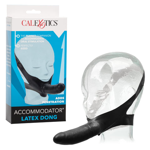 CalExotics Original Accommodator Latex Dong – Hands Free Strap On Probe for Couples – Adult Dildo Sex Toys - Black