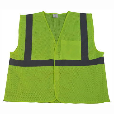 Petra Roc LVM2-EC-L/XL ANSI Class 2 Velcro Closure Economy Safety Vest with 1-Chest Pocket, Large/X-Large, Lime Mesh