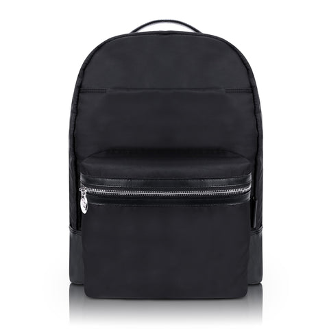 McKleinUSA N Series, Parker, Nano Tech-Light Nylon with Leather Trim, 15" Nylon Dual Compartment Laptop Backpack, Black (18555), One Size