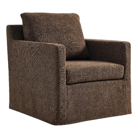 Modway Serene Swivel Accent Armchair in Mocha - Modern Fabric Upholstered Chair - Slipcovered Armchair - Swivel Chair for Living Room or Bedroom