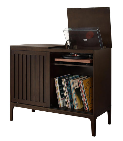 Crosley Furniture Asher Media Console and Record Player Stand with Storage for Vinyl Records, Dark Brown