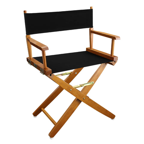 Extra-Wide Premium 18 Directors Chair Mission Oak Frame W/Black Color Cover