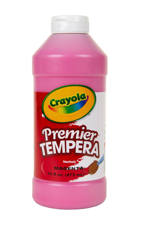 Crayola Premier Tempera Paint For Kids - Magenta (16oz), Kids Classroom Supplies, Great For Arts & Crafts, Non Toxic, Easy Squeeze Bottle