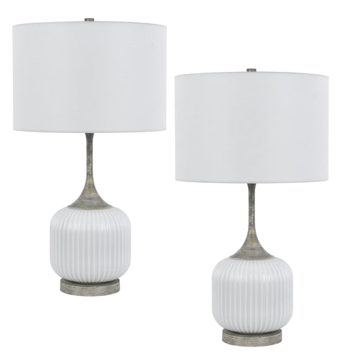 Cal 150W 3 Way Palmyra Metal/Glass Table lamp. Sold in Pairs