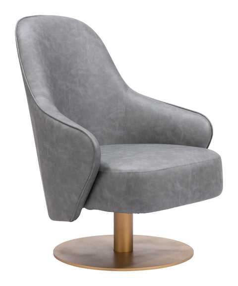 Zuo Withby Accent Chair Gray, Gray Accent Chair, Modern Style, Faux Leather, Plush and Durable Faux Leather Fabric, Steel, Indoor Living, 28" W x 31.5" D x 36.4" H, Non-Stackable