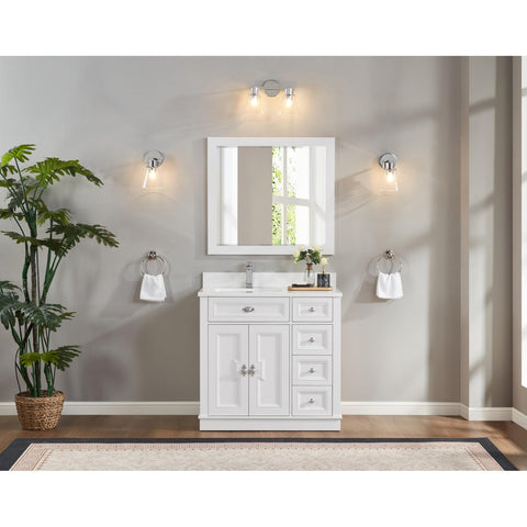 Legion Furniture Solid Wood Sink Vanity, Artificial Stone Top Bathroom Vanity 36"