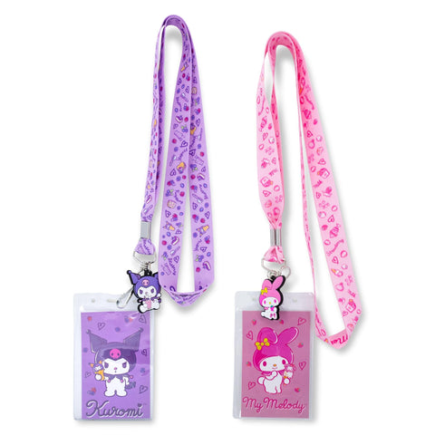 Toynk Sanrio My Melody and Kuromi Lanyard Set with ID Badge Holders and Removable Charms | Keychain for Office, Staff, Students