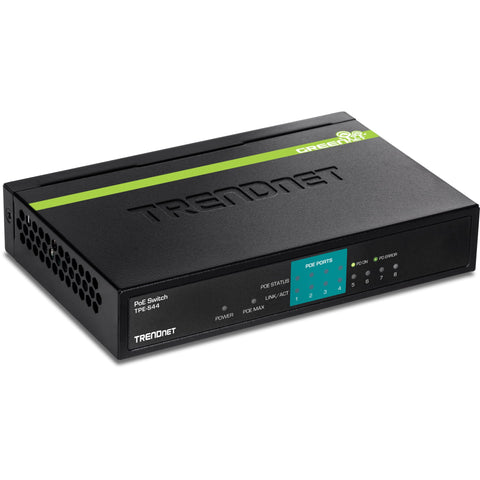 TRENDnet 8-Port PoE Switch, TPE-S44, Ethernet Splitter, 30W Power Budget, 1.6 Gbps Switching Capacity, 10/100Mbps, NDAA & TAA Compliant, Lifetime Manufacturer Protection