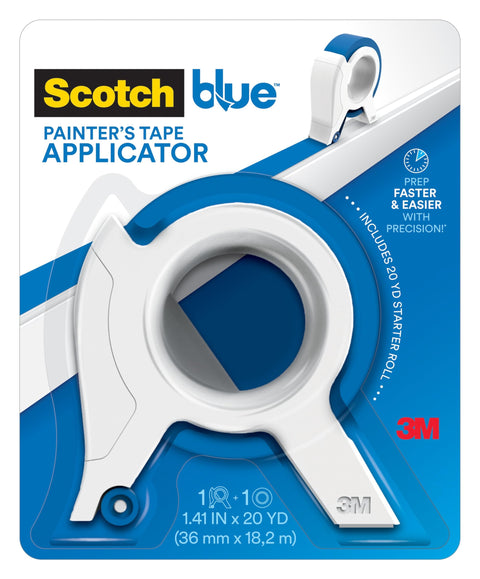Scotch Blue Painters Tape Applicator, Applies Painter's Tape in One Continuous Strip, Paint Tape Applicator for Trim, Windows and Door Frames, 1.41 Inches x 20 Yards, 1 Starter Roll (TA3-SB-ESF)