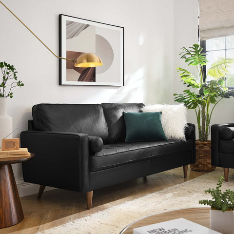 Modway EEI-4633-BLK Valour Leather Sofa, Black