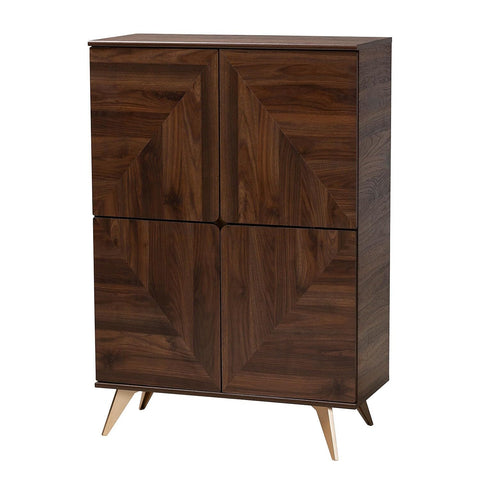 Baxton Studio Graceland Walnut Brown Finished Wood Shoe Cabinet