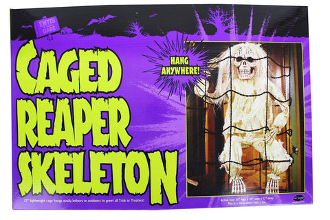 Fun World Caged 27 Inch Reaper Skeleton Halloween Prop Decoration