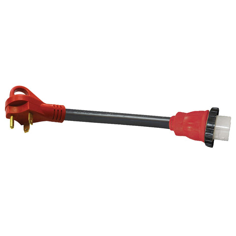 Valterra A10-3050HDVP Mighty Cord Detachable 12" Adapter Cord w/Handle - 30AM to 50AF, Red (Carded)