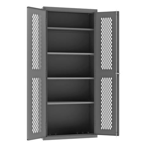 Durham Heavy Duty Welded 14 Gauge Steel Ventilated Cabinet, EMDC-361884-95, 900 lbs Capacity, 18" Length x 36" Width x 84" Height, 4 Shelves