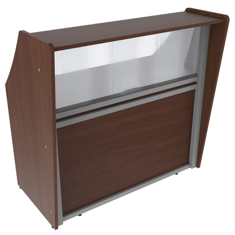Linea Italia ZUC312 Straight Modern Office Reception Desk with Counter and See-Through Panel, Tool-Free Assembly, Reception Counter for Lobby, Salon, 48" x 45", Cherry