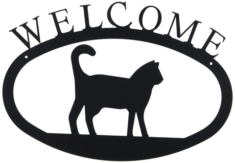 Village Wrought Iron Pet Cat Welcome Home Sign Large