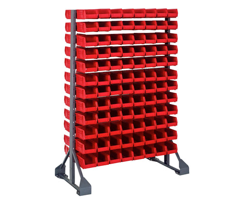 Quantum Storage Systems QRU-12D-220-192RD Double Sided Rail Systems Complete Package with Bins, 36”L x 20”W x 53”H Red