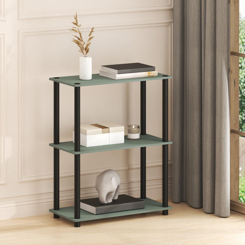 Furinno Turn-N-Tube Storage Shelves, 3-Tier Book Shelf, Corner Shelf, Toolless Open Shelves, for Organization and Storage, Living Room, Garage, Home Office, Sage Green