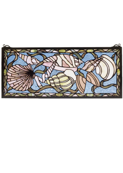 Meyda Tiffany 36431 Seashell Stained Glass Window, 24" Width x 10" Height