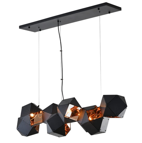 8-LIGHT 47-INCH BLACK CHANDELIER WITH GEOMETRIC BLOCKS