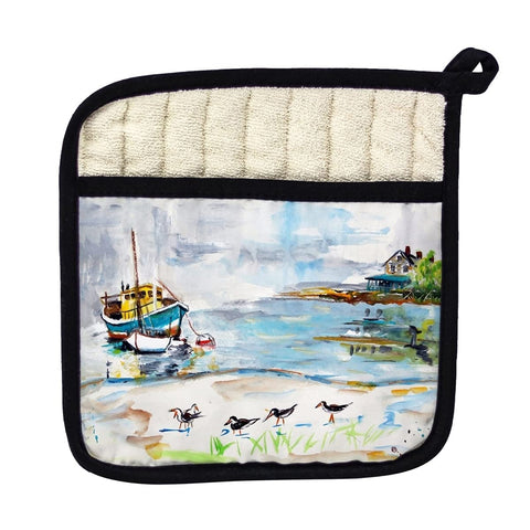 Betsy Drake PT445 Boat & Sandpipers Pot Holder