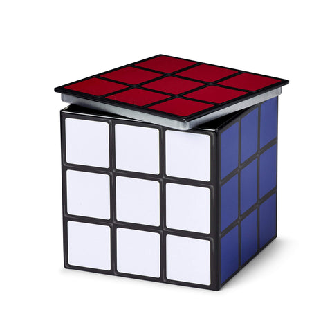 Puzzle Cube Tin Storage Box - 4x4-Inch Novelty Stash Container With Pop Top Lid - Decorative Organizer Holder Cube - Kitchen Bedroom Office Decor - Multi-Colorful Puzzle Replica Collectible Canister