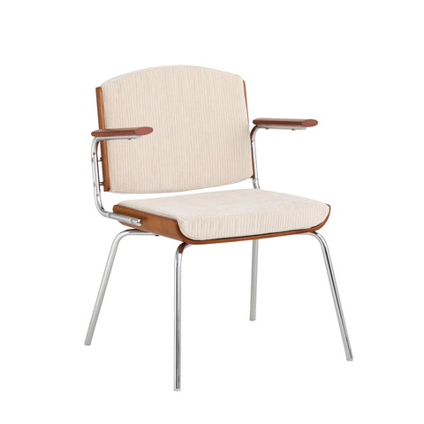 Pasargad Home Nara Armchair in Beige and Brown – Wood & Metal Frame, Upholstered Seat and Back, Comfortable Accent Chair for Living Room or Office
