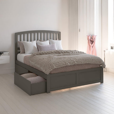 AFI Richmond King Size Platform Bed with Footboard & Storage Drawers in Grey