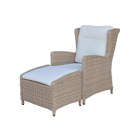 IC INTERNATIONAL CONCEPTS Outdoor Aluminum Wicker Patio Lounge Chair with Cushion - Natural