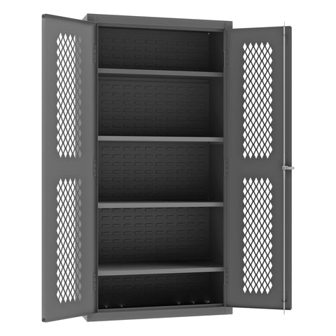 Durham Heavy Duty Welded 14 Gauge Steel Ventilated Cabinet, EMDC-361872-95, 900 lbs Capacity, 18" Length x 36" Width x 72" Height, 4 Shelves