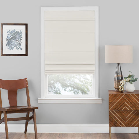 Cordless Roman Shades for Windows - 31 Inch Width x 64 Inch Length (Ivory) - Blackout Polyester Window Privacy Blinds for Bedroom, Kitchen & Dining Room by Achim Home Décor