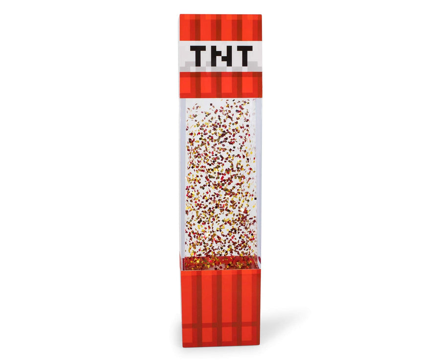 Minecraft TNT Block Glitter Motion Lamp | LED Light, Bedside Table Lamp for Desk | Video Game-Themed Room Essentials | Home Decor Accessory | 12 Inches Tall