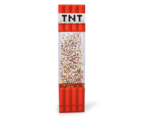 Minecraft TNT Block Glitter Motion Lamp | LED Light, Bedside Table Lamp for Desk | Video Game-Themed Room Essentials | Home Decor Accessory | 12 Inches Tall