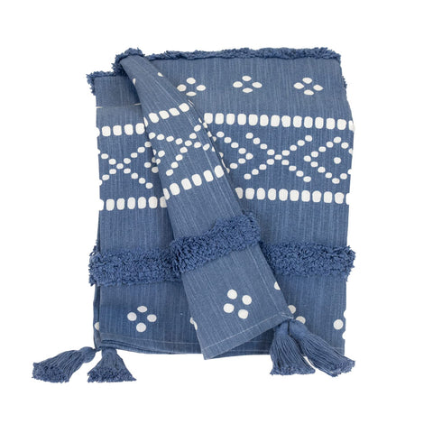 Parkland Collection Transitional Stripes and Dots Blue 50 x 60 Throw