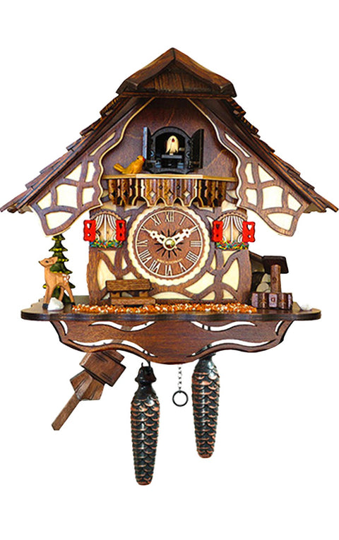 Alexander Taron Importer 416QM Engstler Battery-Operated Cuckoo Clock-Full Size-10 H x 10.5" W x 6.5" D, White