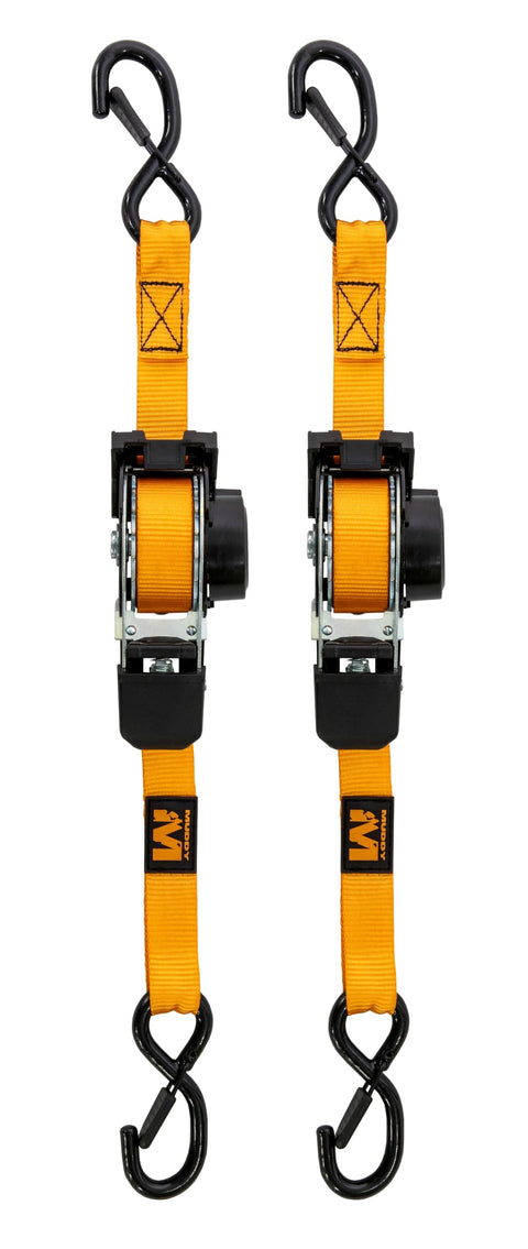 Muddy 1”X10’ Retractable Ratchet Straps/Orange / 2-Pack