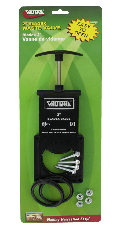 Valterra T1002VP Bladex Waste Valve with Plastic Handle - 2" , Black