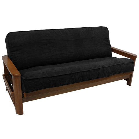 Blazing Needles Solid Microsuede Double Corded 8" to 9" Futon Cover, Full, Black