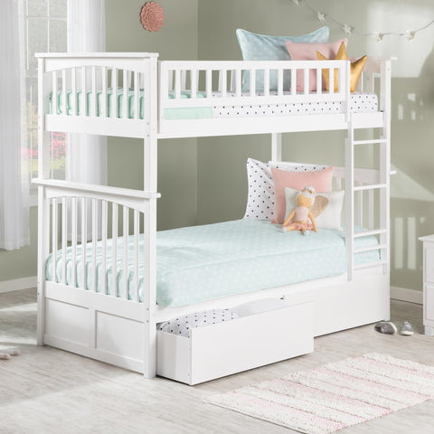 AFI, Columbia Twin Over Twin Ladder Bunk Bed with Storage Drawers, White