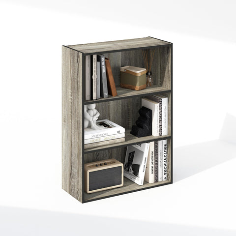Furinno Simple Open Shelf Bookcases 3-Tier French Oak