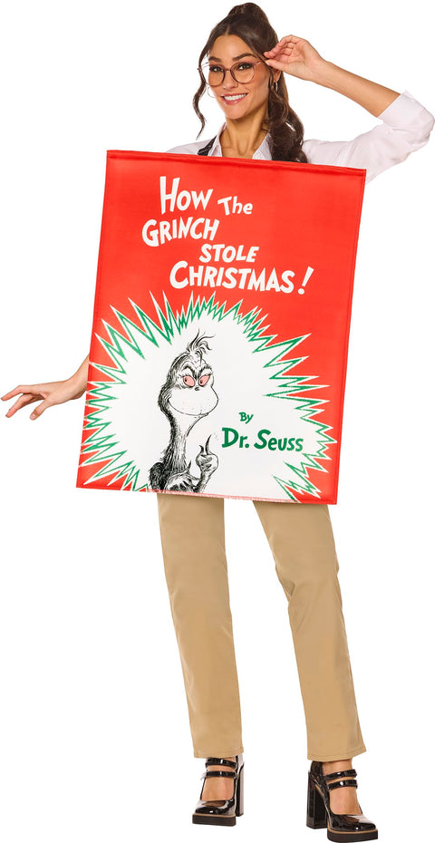 InSpirit Designs Adult QU!K CHANGE Dr. Seuss How the Grinch Stole Christmas Book Cover Costume | Officially Licensed | Easy Costumes | Book Cover Outfit