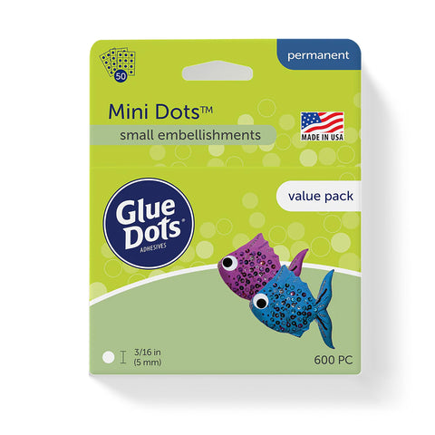 Glue Dots, Mini Dots Value Pack, Double-Sided, 3/16", 600 Dots, DIY Craft Glue Tape, Sticky Adhesive Glue Points, Liquid Hot Glue Alternative, Clear