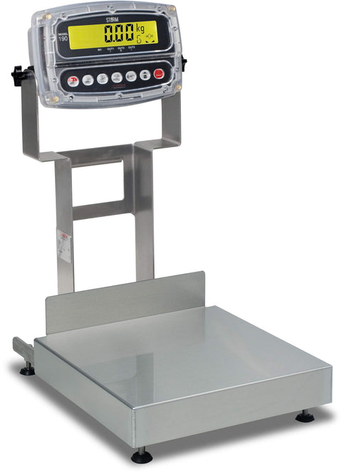 Bench Scale, Electronic, Washdown, 12" x 12", 60 Kg Capacity, Stainless Steel, 190 Indicator