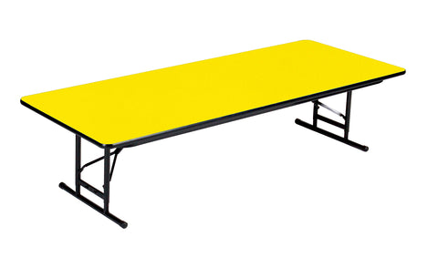 Correll 36"x96" Commercial Duty Adjustable Height Short Folding Table, Yellow HP Laminate Top, Heavy Duty 3/4" Thick Core, USA Made (CFA3696PXS-38)