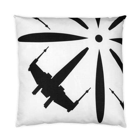 Seven20 Star Wars Large White Throw Pillow | Black X-Wing Fighter Design | Water & Fade Resistant Fabric for Indoor & Outdoor Use | 25 X 25 Inches