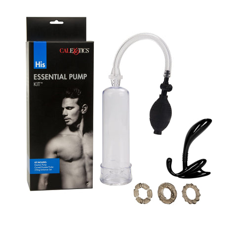 CalExotics His Essential Pump Kit - Penis Pump, 3 Rings and Anal Butt Plug Included - SE-1987-10-3