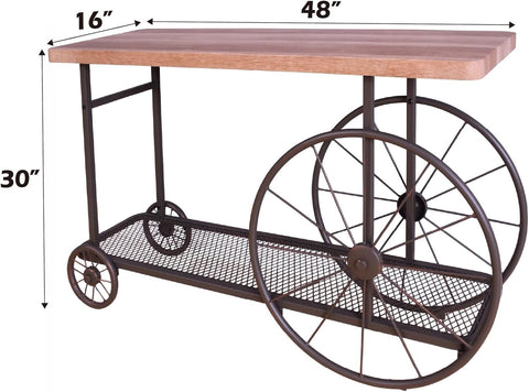 Acme Francie Rectangular Wooden Console Table with Shelf in Oak and Antique Gray