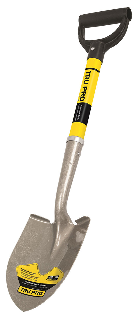 Truper 31205 Tru Pro Short D-Handle Round Point Shovel, 19-Inch Fiberglass, 20-Inch