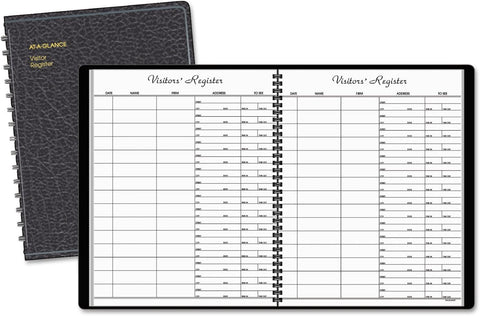 Visitor Register Book Black Cover 10.88 X 8.38 Sheets 60 Sheets/book